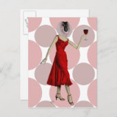 Carte Postale Singe en Robe Rouge avec vin (Devant / Derrière)