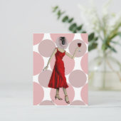 Carte Postale Singe en Robe Rouge avec vin (Debout devant)