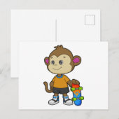 Carte Postale Singe en skateur avec skateboard (Devant / Derrière)