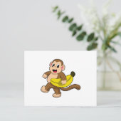 Carte Postale Singe en train de courir avec une banane (Debout devant)