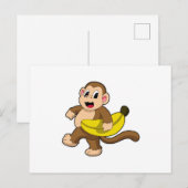 Carte Postale Singe en train de courir avec une banane (Devant / Derrière)
