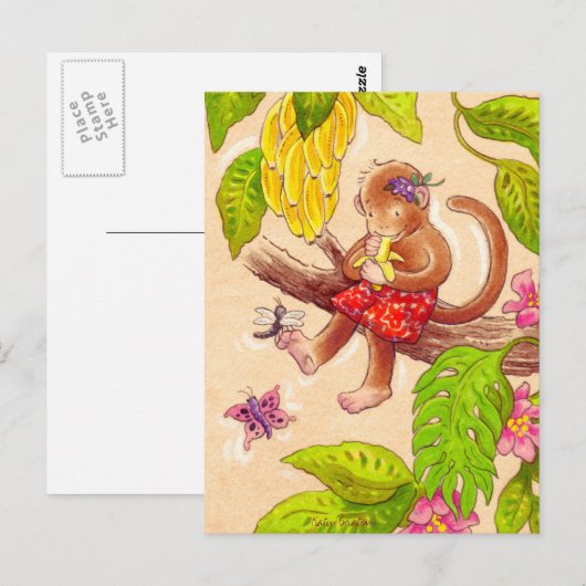 Carte Postale Singe et libellule (Devant / Derrière)