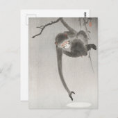 Carte Postale Singe et réflexion sur la Lune par Ohara Koson (Devant / Derrière)