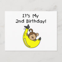 Singe garçon sur banane 2e anniversaire