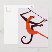 Carte Postale Singe jouant vintage (Devant / Derrière)