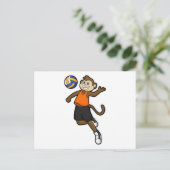 Carte Postale Singe joueur de volley-ball avec ballon de volley (Debout devant)