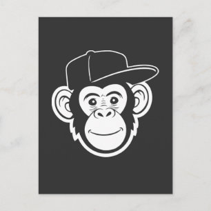 Carte Postale Singe mignon en chapeau