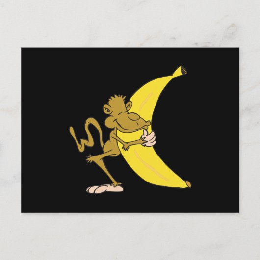 Carte Postale singe serrant une banane dans ses bras (Devant)