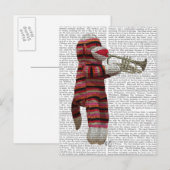 Carte Postale Singe-Sock Jouer Trumpet (Devant / Derrière)