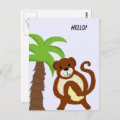 Carte Postale Singe soyeux avec palmier (Devant / Derrière)