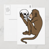 Carte Postale Singe Tenant Un Crâne (Devant / Derrière)