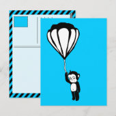 Carte Postale singe volant : montgolfière (Devant / Derrière)