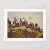 Carte Postale Singes affamés dans le grenier (Devant)