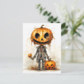 Carte Postale Sinister Gothic Halloween Homme Citrouille (Debout devant)