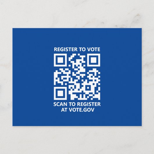 Carte Postale S'inscrire pour voter scanner QR Code bleu personn (Devant)