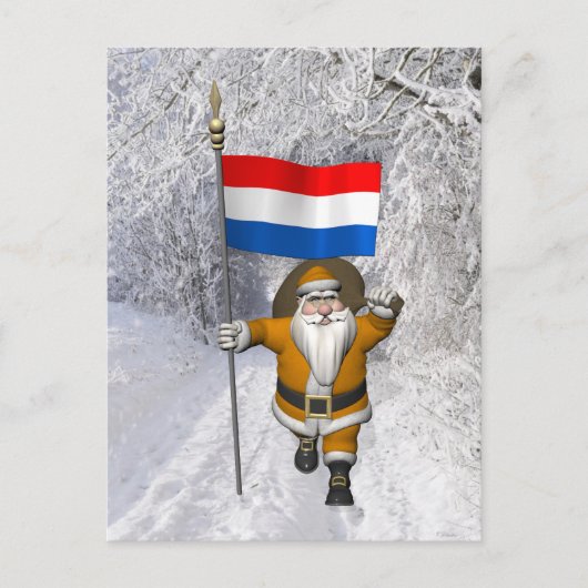 Carte Postale Sinterklaas Avec Ensigne De Pays-Bas (Devant)