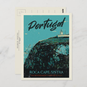 Carte Postale Sintra Roca cape illustration Portugal