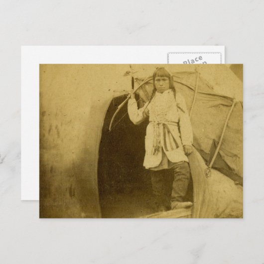 Carte Postale Sioux Hunter avec Bow par Tee Pee (Devant / Derrière)