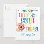 Carte Postale sip sip hourra café offert aujourd'hui cadeau au p (Devant / Derrière)