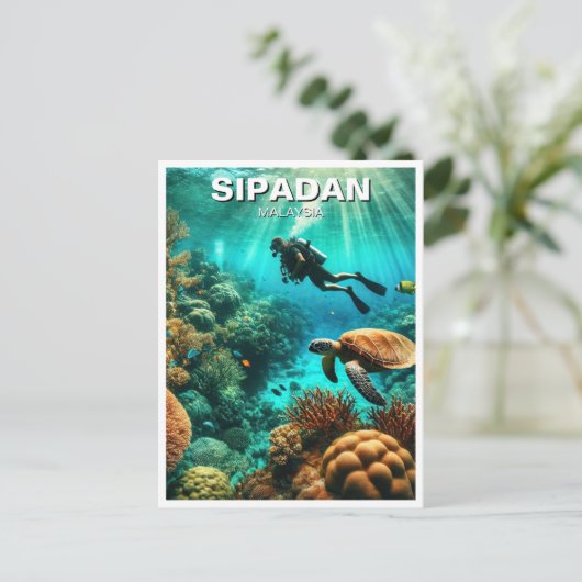 Carte Postale Sipadan Malaysia Scuba Diver (Debout devant)