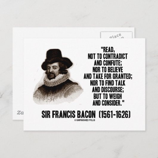 Carte Postale Sir Francis Bacon Lit Pour Peser Et Examiner La Ci (Devant / Derrière)