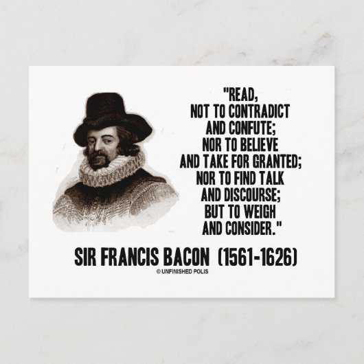 Carte Postale Sir Francis Bacon Lit Pour Peser Et Examiner La Ci (Devant)