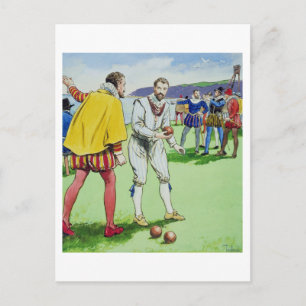 Carte Postale Sir Francis Drake (1540/3-96) jouant des bols, de