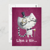 Carte Postale Sir Kitty Chat avec Moustaches (Devant / Derrière)
