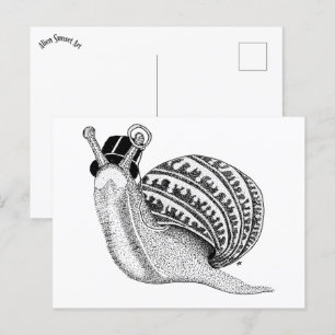 Carte Postale Sir Peter l'escargot