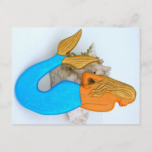 Carte Postale sirène à queue bleue