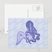 Carte Postale Sirène assise bleue (Devant / Derrière)