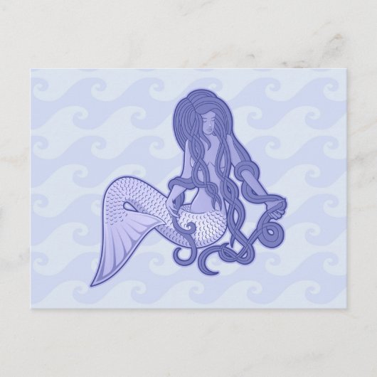 Carte Postale Sirène assise bleue (Devant)