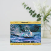 Carte Postale Sirène aux cheveux turquoise (Debout devant)