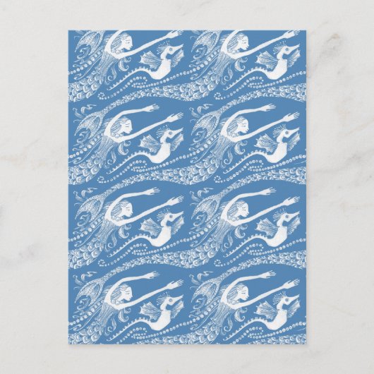 Carte Postale Sirène aux perles et cheval de mer (Devant)