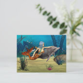 Carte Postale Sirène avec dauphin (Debout devant)