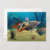 Carte Postale Sirène avec dauphin (Devant / Derrière)
