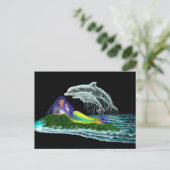 Carte Postale Sirène avec dauphins (Debout devant)