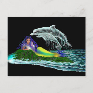 Carte Postale Sirène avec dauphins