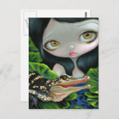Carte postale "Sirène avec un Alligator bébé" (Devant / Derrière)