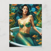 Carte Postale Sirène Belle Unique dans le Bain (Devant)