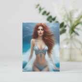 Carte Postale Sirène dans un Bikini bleu (Debout devant)