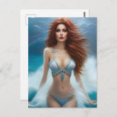 Carte Postale Sirène dans un Bikini bleu (Devant / Derrière)