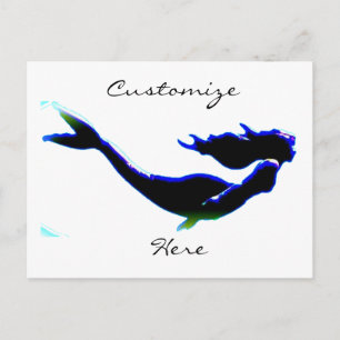 Carte Postale Sirène de natation noire toute couleur
