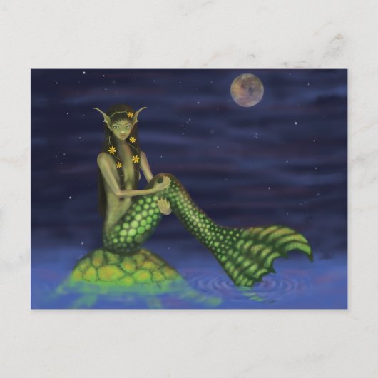 Carte Postale Sirène de trempage fin sur Turtle Back (Devant)