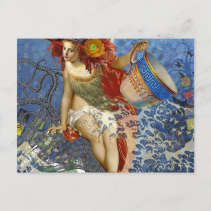 Carte Postale Sirène du Verseau Art Gothique Bleu