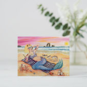 Carte Postale Sirène en vacances (Debout devant)