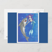 Carte postale Sirène et Amis du requin (Devant / Derrière)
