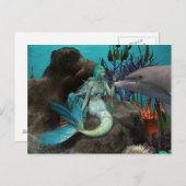 Carte Postale Sirène et dauphin sous la mer (Devant / Derrière)