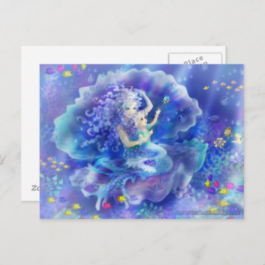 Carte Postale Sirène et enfant (Devant / Derrière)