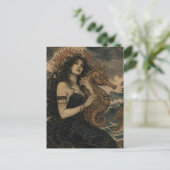 Carte Postale Sirène et hippocampes steampunk (Debout devant)